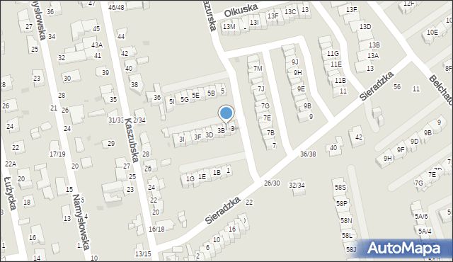 Częstochowa, Sieradzka, 3A, mapa Częstochowy