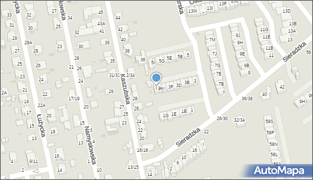 Częstochowa, Sieradzka, 3J, mapa Częstochowy