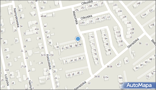 Częstochowa, Sieradzka, 5A, mapa Częstochowy