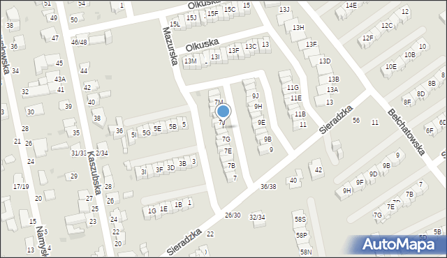 Częstochowa, Sieradzka, 7I, mapa Częstochowy