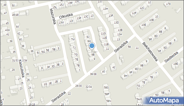 Częstochowa, Sieradzka, 9C, mapa Częstochowy