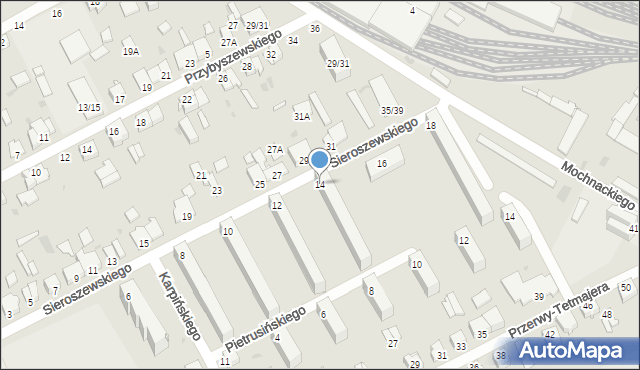 Częstochowa, Sieroszewskiego Wacława, 14, mapa Częstochowy