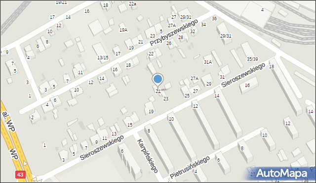Częstochowa, Sieroszewskiego Wacława, 21, mapa Częstochowy