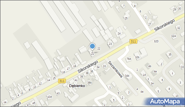 Dębienko, Sikorskiego Władysława, gen., 21, mapa Dębienko
