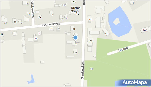 Dobroń, Sienkiewicza Henryka, 45, mapa Dobroń