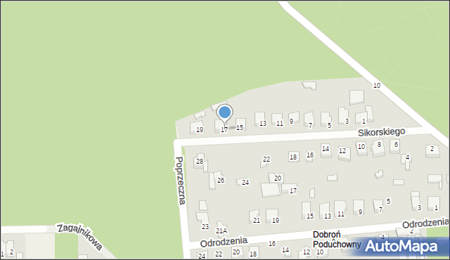 Dobroń, Sikorskiego Władysława, gen., 17, mapa Dobroń
