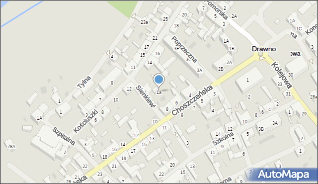 Drawno, Sienkiewicza Henryka, 1a, mapa Drawno