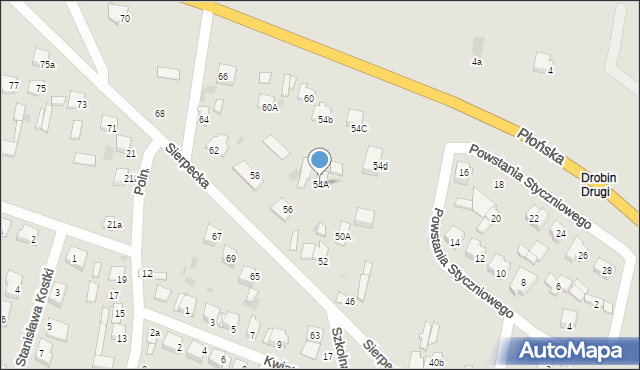 Drobin, Sierpecka, 54A, mapa Drobin