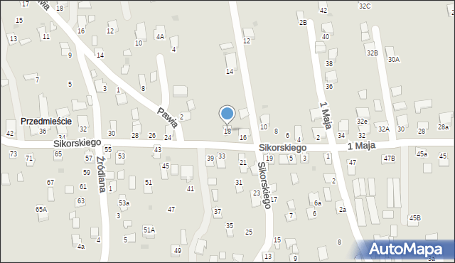 Dynów, Sikorskiego Władysława, gen., 18, mapa Dynów