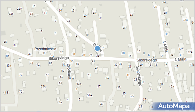 Dynów, Sikorskiego Władysława, gen., 24, mapa Dynów