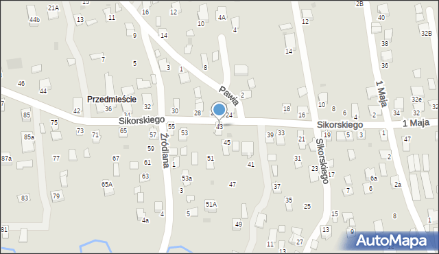 Dynów, Sikorskiego Władysława, gen., 43, mapa Dynów