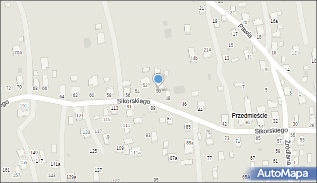 Dynów, Sikorskiego Władysława, gen., 50, mapa Dynów