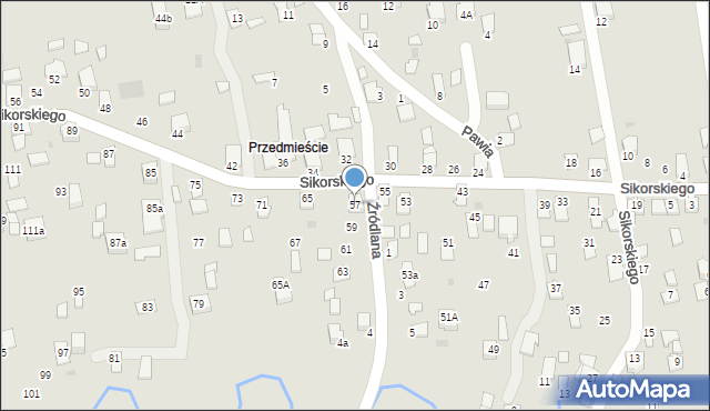 Dynów, Sikorskiego Władysława, gen., 57, mapa Dynów