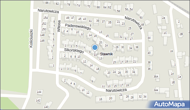 Elbląg, Sikorskiego Władysława, gen., 11, mapa Elbląga