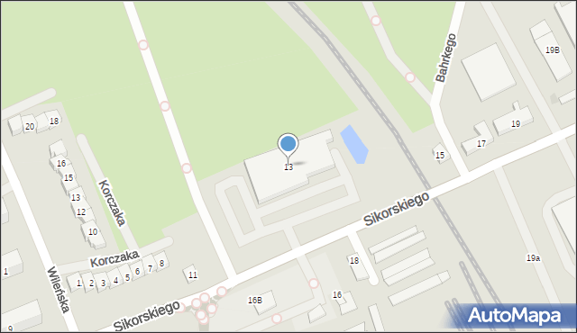 Ełk, Sikorskiego Władysława, gen., 13, mapa Ełku