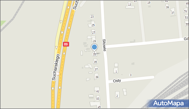 Gdańsk, Sitowie, 33, mapa Gdańska