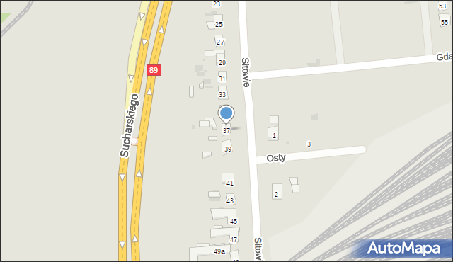 Gdańsk, Sitowie, 37, mapa Gdańska