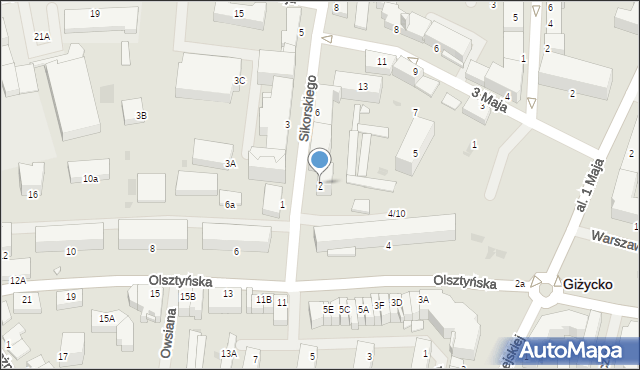 Giżycko, Sikorskiego Władysława, gen., 2, mapa Giżycko