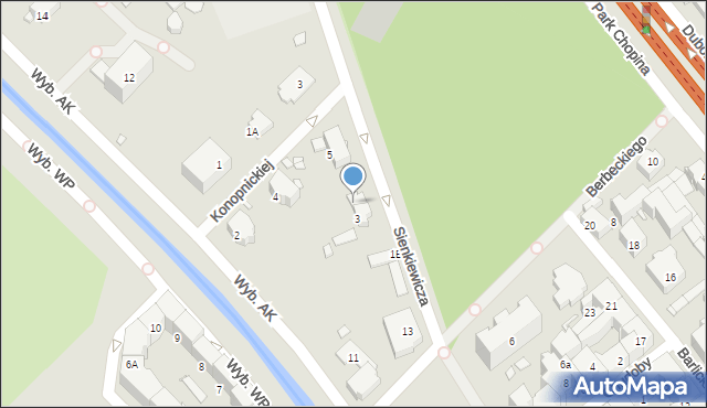 Gliwice, Sienkiewicza Henryka, 3A, mapa Gliwic