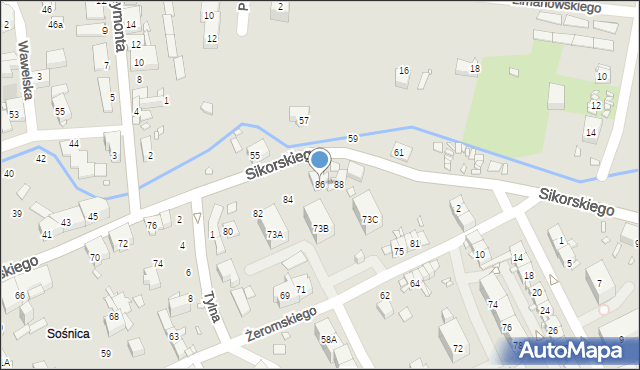 Gliwice, Sikorskiego Władysława, gen., 86, mapa Gliwic