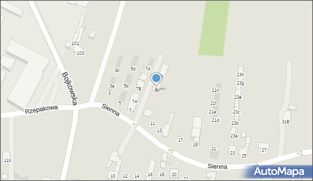 Gliwice, Sienna, 9b, mapa Gliwic