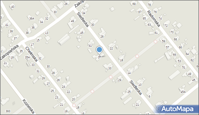 Gliwice, Siedlecka, 37, mapa Gliwic