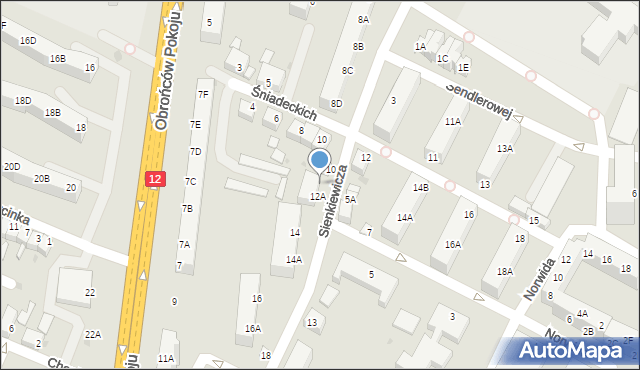 Głogów, Sienkiewicza Henryka, 12, mapa Głogów