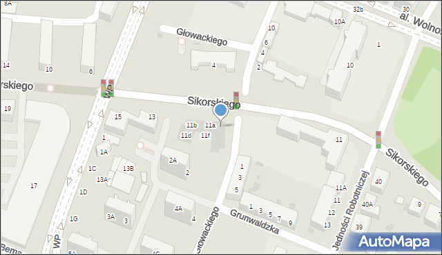 Głogów, Sikorskiego Władysława, gen., 11h, mapa Głogów