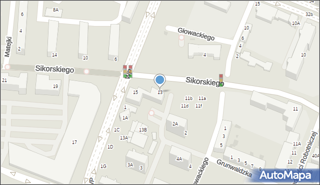 Głogów, Sikorskiego Władysława, gen., 13, mapa Głogów