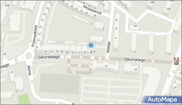 Głogów, Sikorskiego Władysława, gen., 18, mapa Głogów