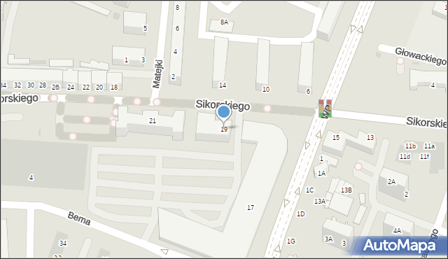 Głogów, Sikorskiego Władysława, gen., 19, mapa Głogów