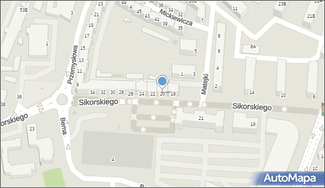 Głogów, Sikorskiego Władysława, gen., 20, mapa Głogów