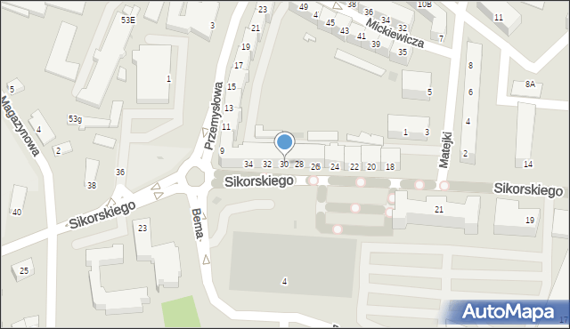 Głogów, Sikorskiego Władysława, gen., 30, mapa Głogów