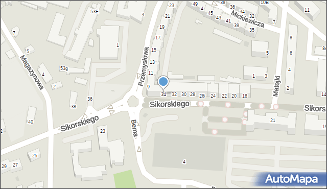 Głogów, Sikorskiego Władysława, gen., 34, mapa Głogów