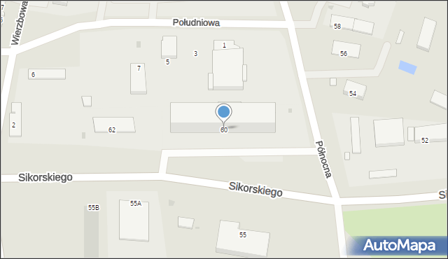 Głogów, Sikorskiego Władysława, gen., 60, mapa Głogów