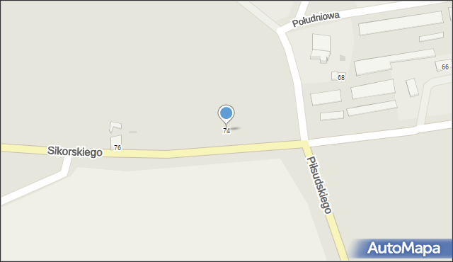 Głogów, Sikorskiego Władysława, gen., 74, mapa Głogów