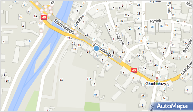 Głuchołazy, Sikorskiego Władysława, gen., 11, mapa Głuchołazy