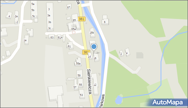 Głuszyca, Sienkiewicza Henryka, 16c, mapa Głuszyca