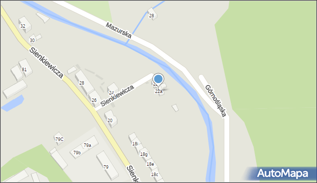 Głuszyca, Sienkiewicza Henryka, 22a, mapa Głuszyca