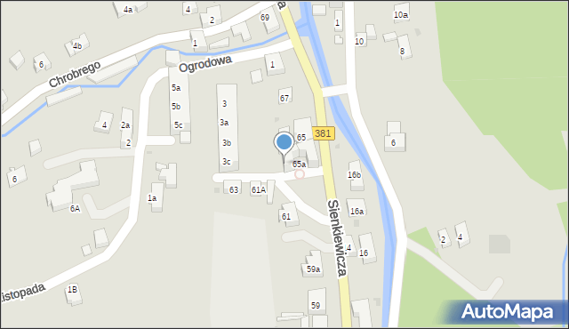 Głuszyca, Sienkiewicza Henryka, 65b, mapa Głuszyca