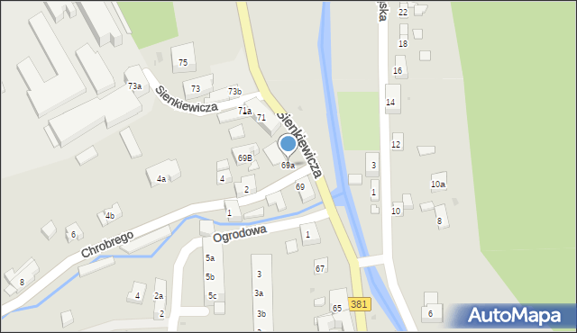 Głuszyca, Sienkiewicza Henryka, 69a, mapa Głuszyca