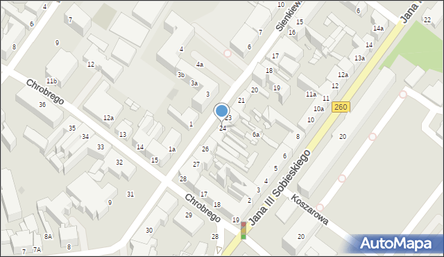 Gniezno, Sienkiewicza Henryka, 24, mapa Gniezna