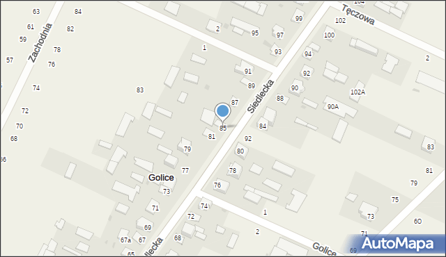 Golice, Siedlecka, 85, mapa Golice
