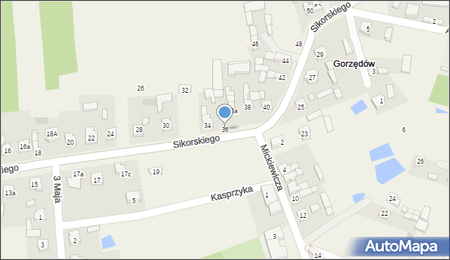Gorzędów, Sikorskiego Władysława, gen., 36, mapa Gorzędów
