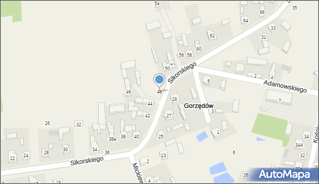 Gorzędów, Sikorskiego Władysława, gen., 48, mapa Gorzędów