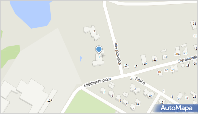 Gorzów Wielkopolski, Sierakowska, 1, mapa Gorzów Wielkopolski