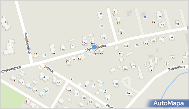 Gorzów Wielkopolski, Sierakowska, 18, mapa Gorzów Wielkopolski