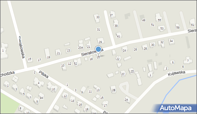 Gorzów Wielkopolski, Sierakowska, 20, mapa Gorzów Wielkopolski