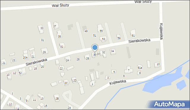 Gorzów Wielkopolski, Sierakowska, 30, mapa Gorzów Wielkopolski