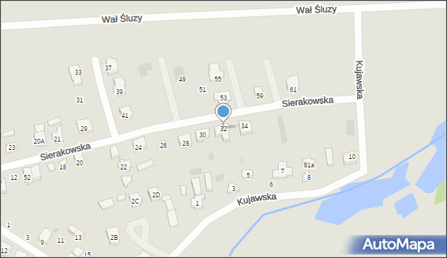 Gorzów Wielkopolski, Sierakowska, 32, mapa Gorzów Wielkopolski